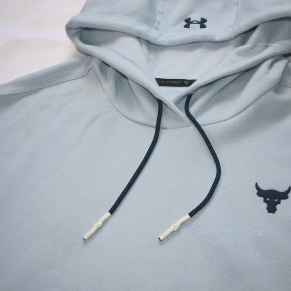 Under Armour Project Rock Womens Large  Blue Short Sleeve Fleece Hoodie - Picture 5 of 12